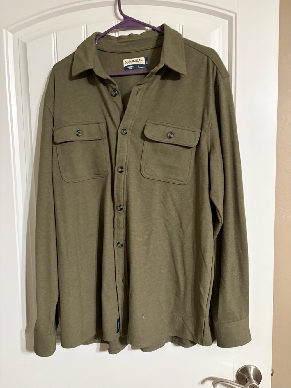 Magellan Outdoors Olive Button-Front Overshirt